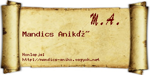 Mandics Anikó névjegykártya